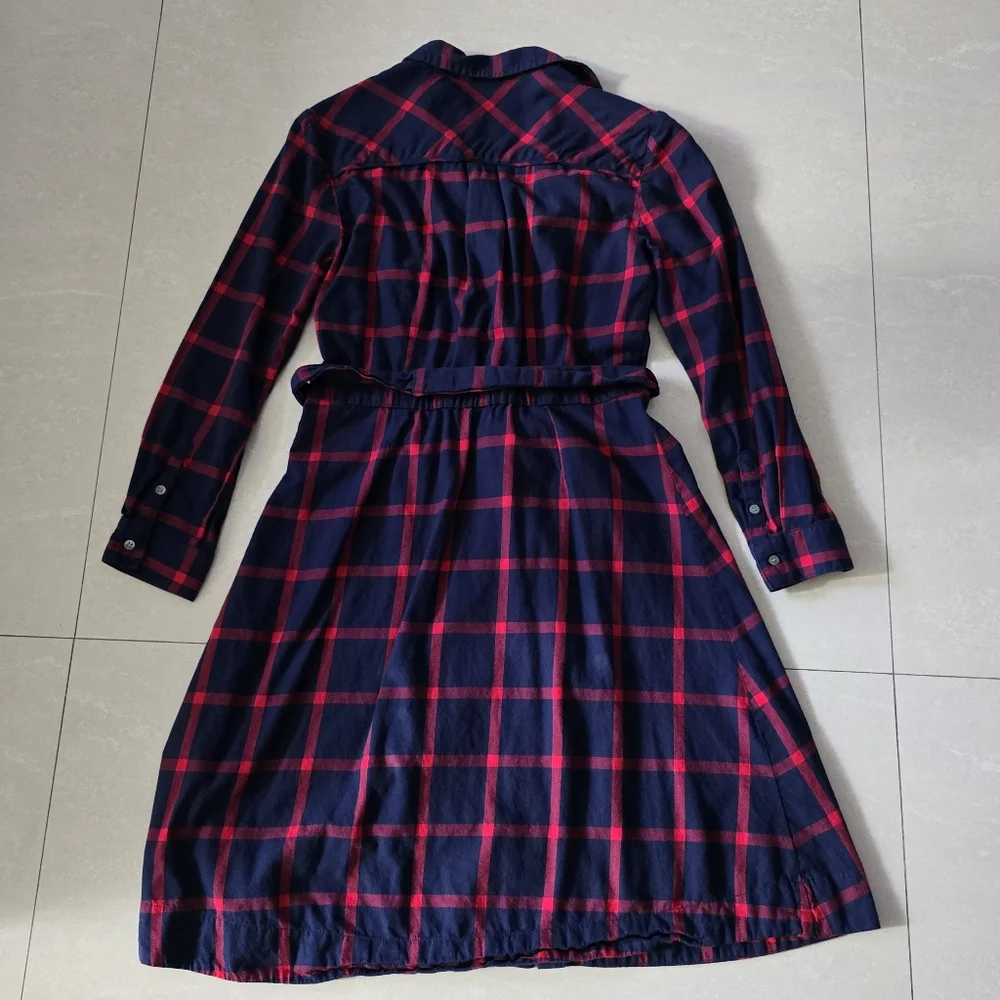 J. Crew Navy and Red Plaid Long Sleeve Dress - Picture 5 of 11